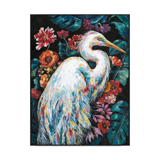 Tropical Elegance White Heron Painting #K5182