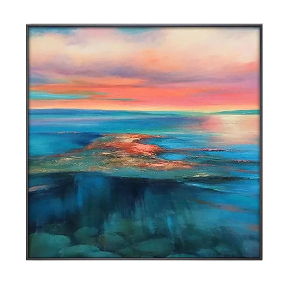 Arteleer | Sunset Ocean Wall Art – Abstract Seascape Canvas Painting