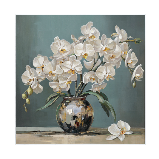Graceful Orchids White Orchid Vase Painting #M2722
