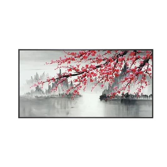 Red Plum Blossom Landscape Painting