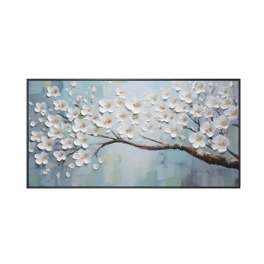 White Magnolia Textured Painting