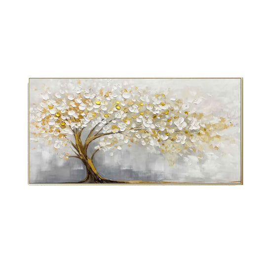Golden Blossom Serenity Textured Painting