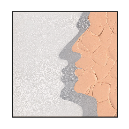 Silent Duality Minimalist Face Texture Painting #L2114