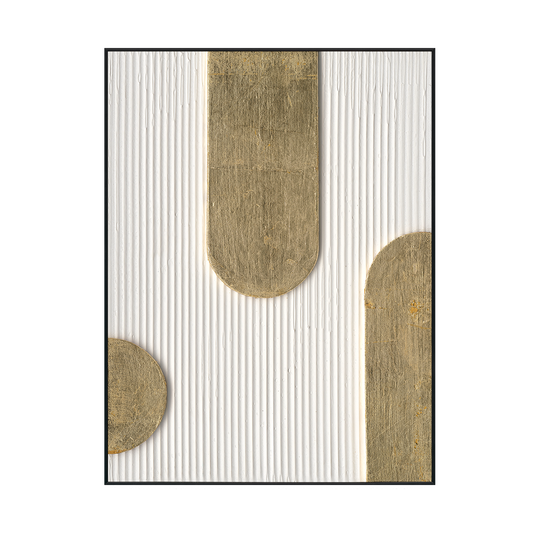 Golden Flow of Light Rounded Geometric Painting #M4676