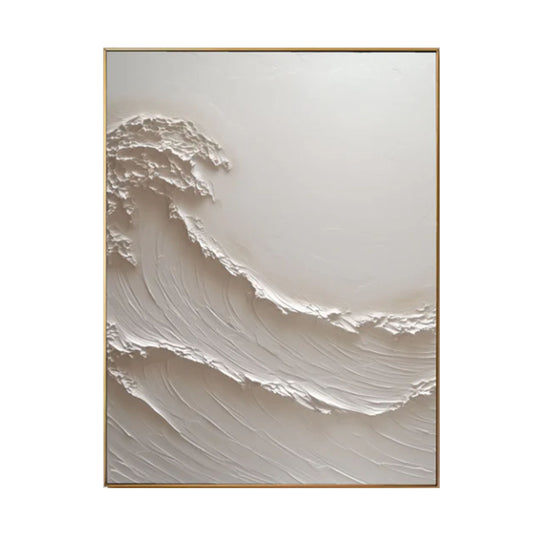 Crest Whisper White Textured Wave Painting