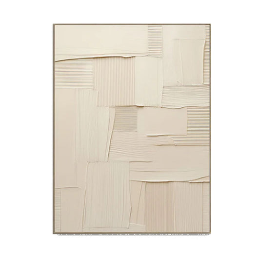 Ivory Stitched Texture Abstract Painting