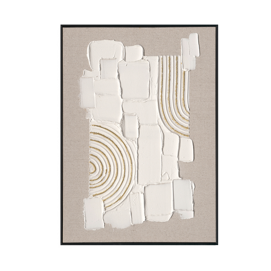 Golden Geometry Abstract Relief Painting (Left & Right) #M2616