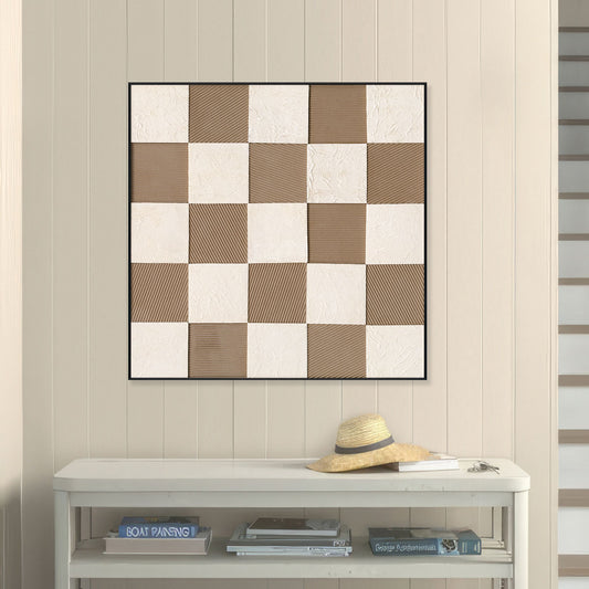 Beige Chessboard Textured Abstract #M2689