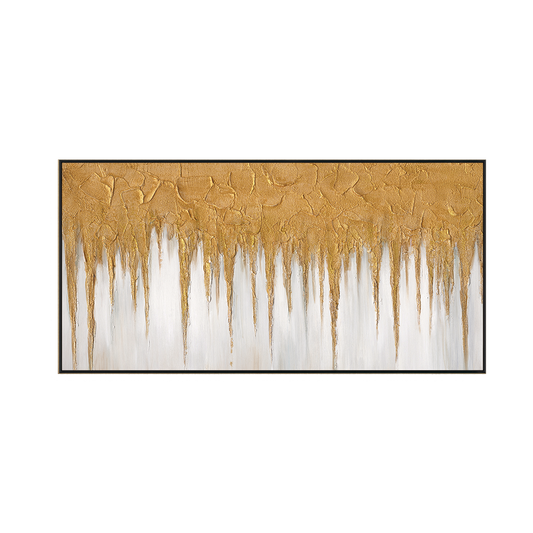 Golden Cascade Abstract Textured Painting #M3681