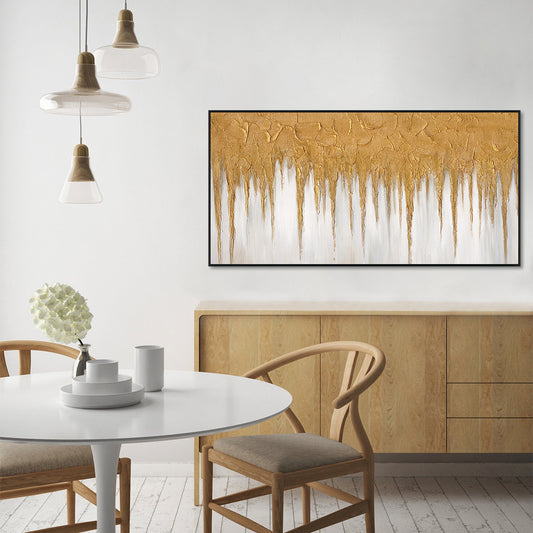 Golden Cascade Abstract Textured Painting #M3681