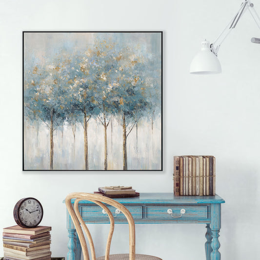 Azure Grove Gold Leaf Tree Painting #M3706