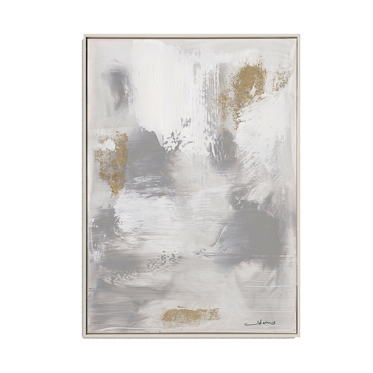 Golden Drift Neutral Abstract Canvas #M5896