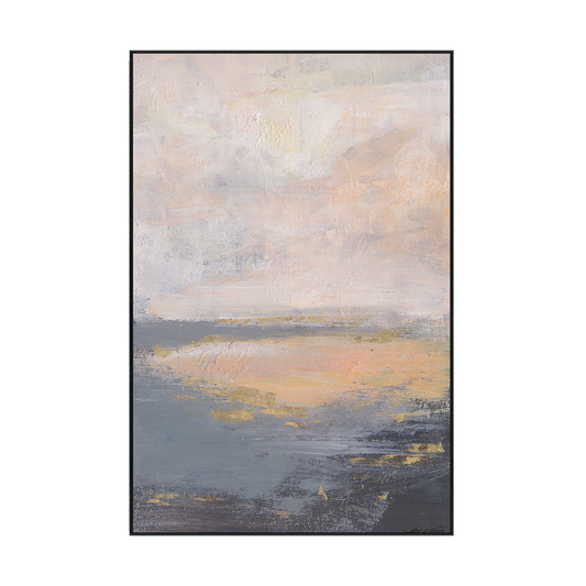 Celestial Symphony Blue Grey Gold Abstract #M8022