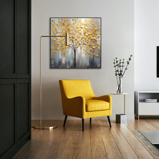 Golden Bloom Textured Tree Painting #PH0115