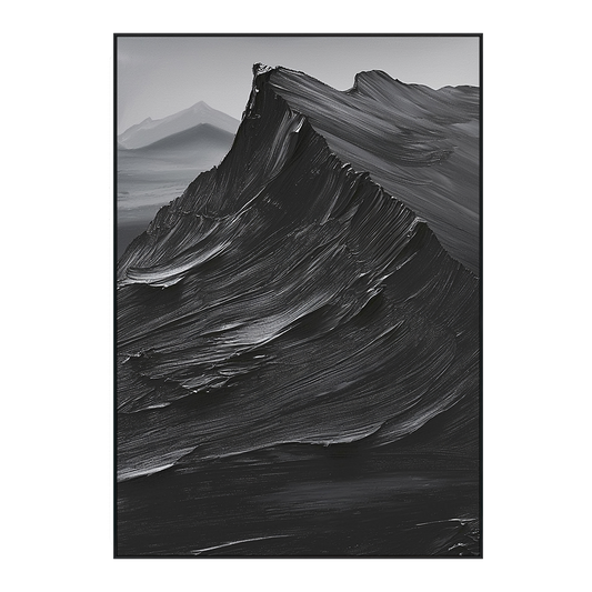Midnight Ridge Black Textured Mountain Painting #PIS-6