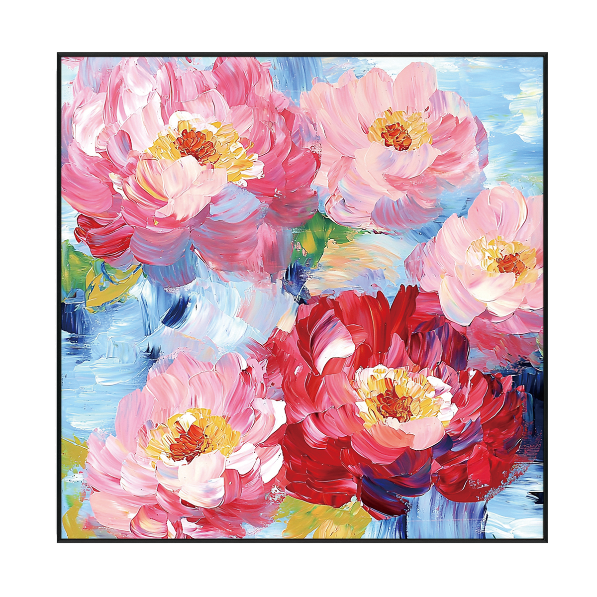 Pink Floral Wall Art Textured Peony Painting | Arteleer