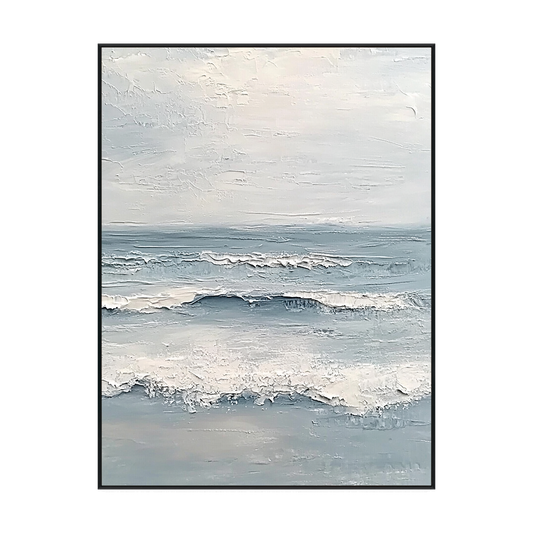 Calm Horizon Soft Blue Seascape Textured Painting #RCK7(78)