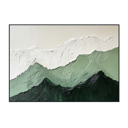 Verdant Peaks Green Mountain Textured Abstract Painting #RCX5