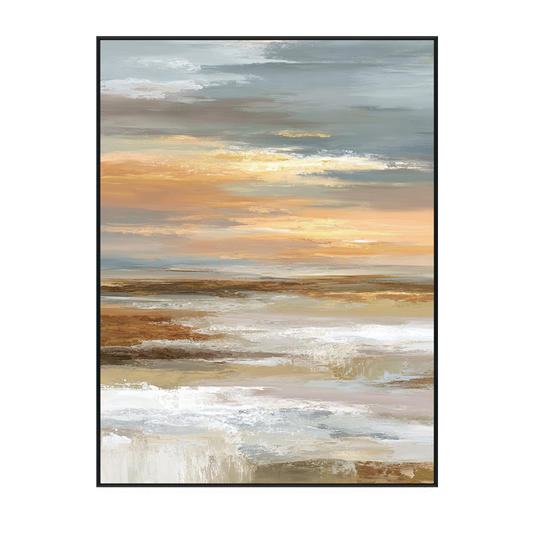 Amber Skies Abstract Landscape Horizon Painting #RFX4(78)