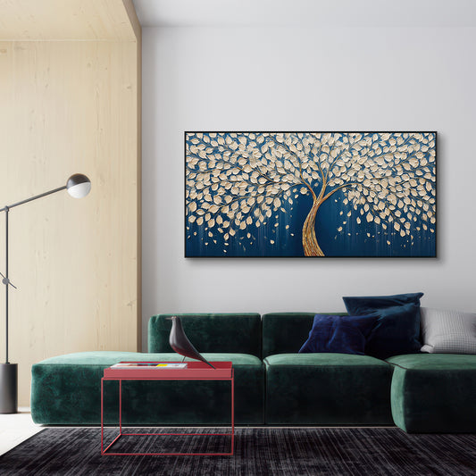 Golden Serenity Tree Textured Painting #RIK1 (123)