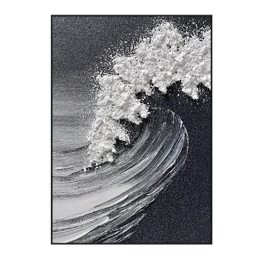 Frozen Wave  Black and White Textured Abstract Painting #RIS2