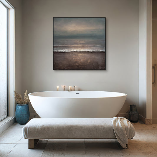Twilight Shore Ocean Horizon Painting #RIX1