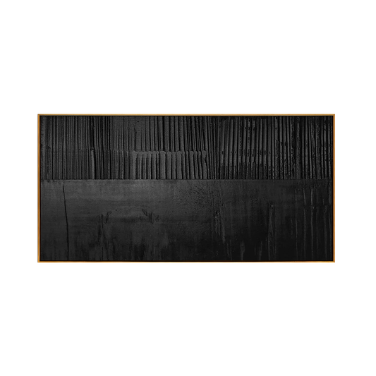 Deep Black Two-Tier Textured Canvas Art