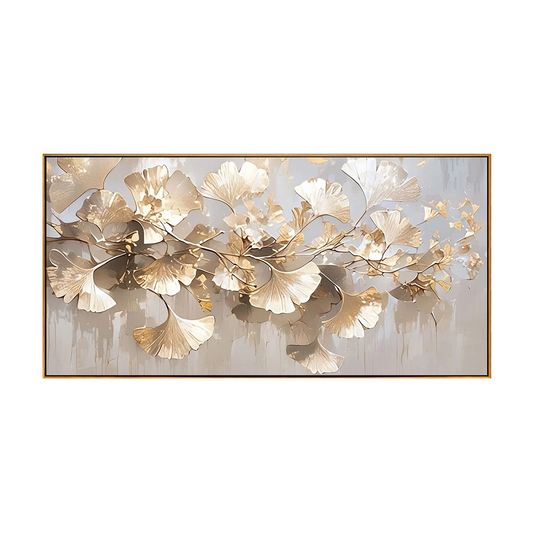 Gilded Ginkgo Branch Abstract Painting