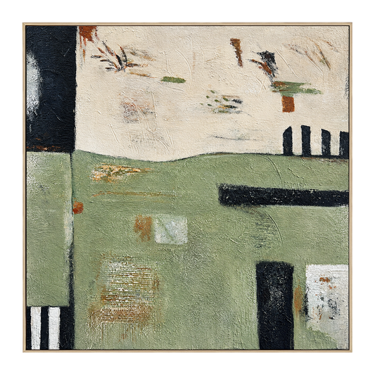 Muted Horizon Green Abstract Painting