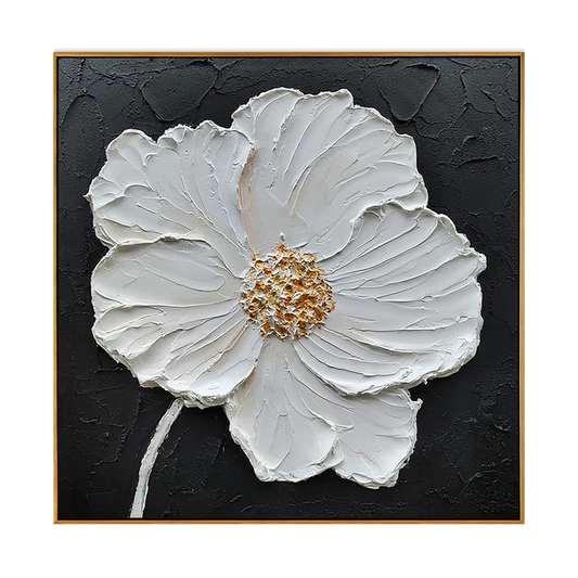 Midnight Pearl Textured Floral Painting