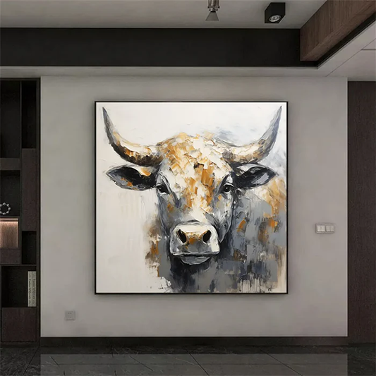 Golden Strength Bull Painting