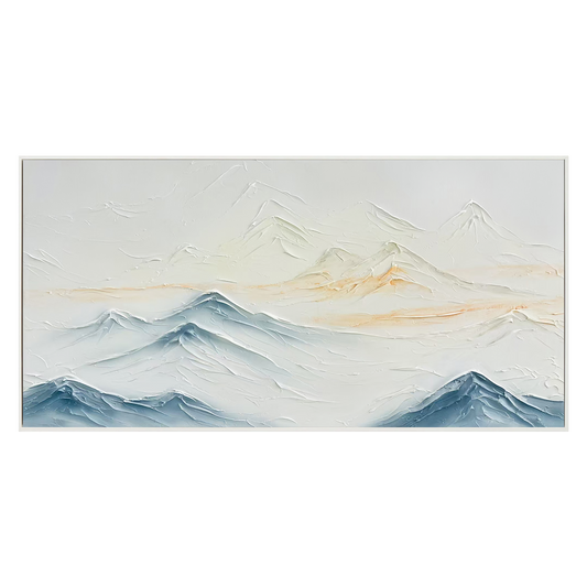 Silent Peaks Textured Mountain Painting