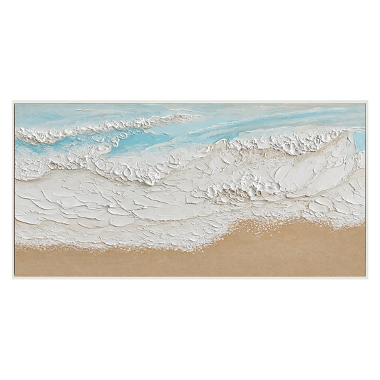 Cream Tide Textured Seascape Painting