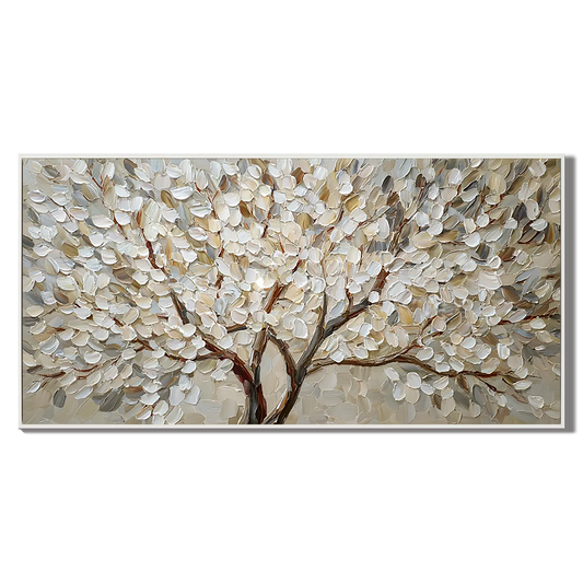 Ivory Whisper White Blossom Painting