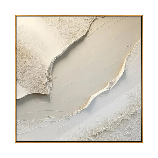 Cream Shoreline Impasto Abstract Painting