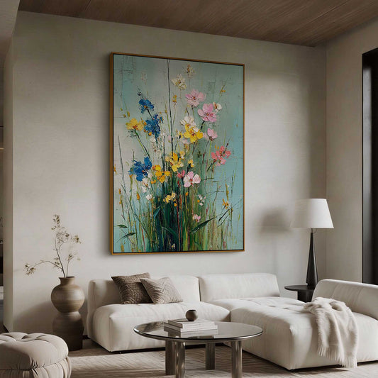 Wildflower Breeze Impasto Floral Oil Painting