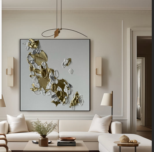 Golden Drift Luxe Abstract Painting