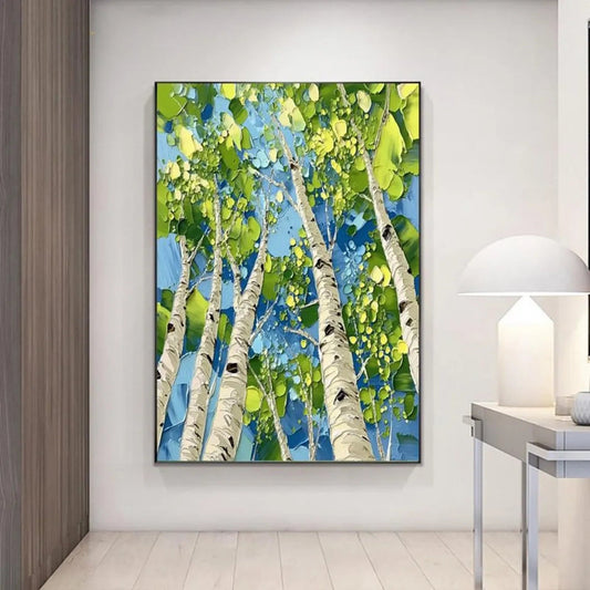 Skyward Birch Grove Abstract Painting