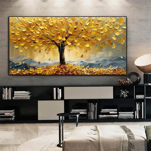 Golden Canopy Tree Abstract Painting