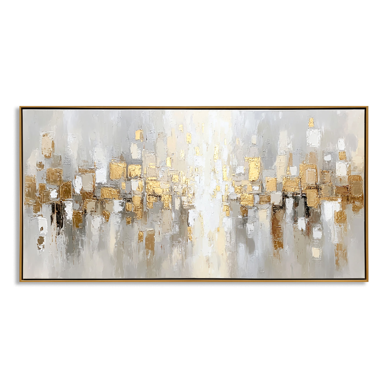 Arteleer | Golden Reflections – Textured Gold and Gray Abstract Oil ...