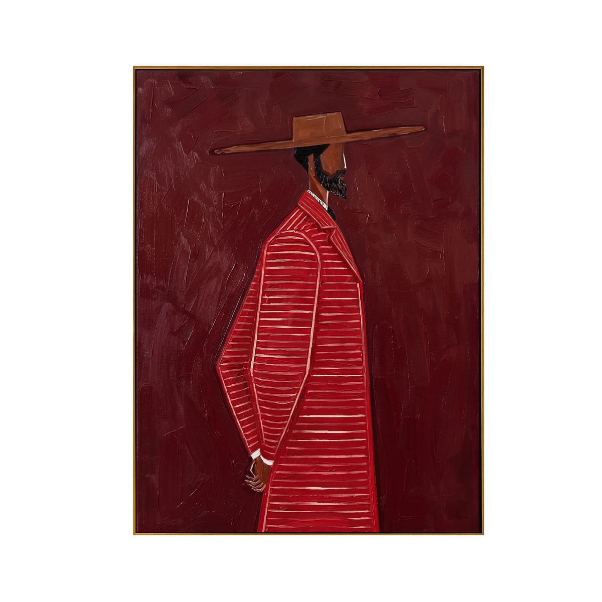 Red Stripe Gentleman Portrait Canvas Art