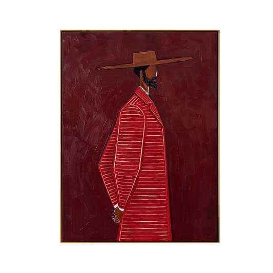 Red Stripe Gentleman Portrait Canvas Art