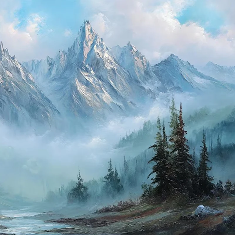Blue Mist Mountain Landscape Painting