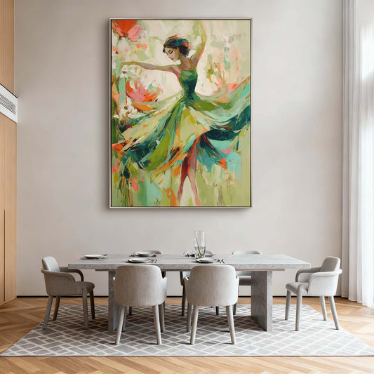 Emerald Bloom Ballerina Impressionist Painting