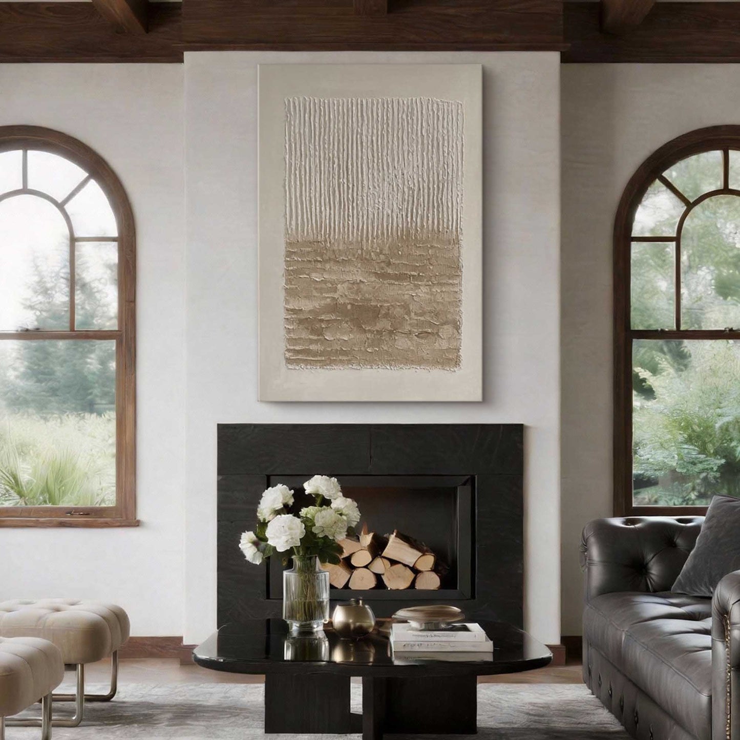 Neutral Cascade Wabi Sabi Canvas Art
