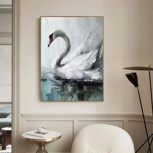 Serenity White Swan Painting