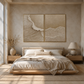 Earth Whisper Beige Textured Abstract Painting Set Set of 2