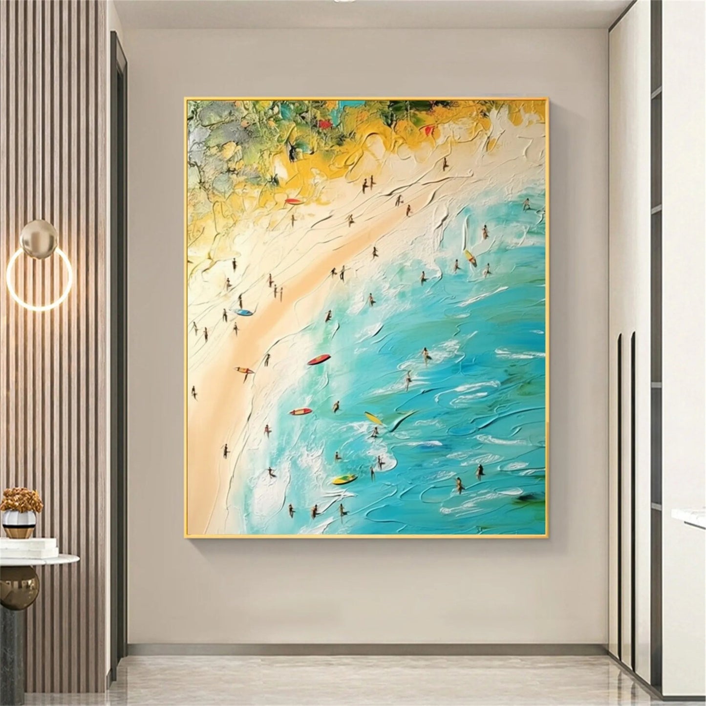 Sunlit Surf-Green Beach Scene Painting