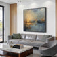 Golden Dusk Reflections Abstract Painting