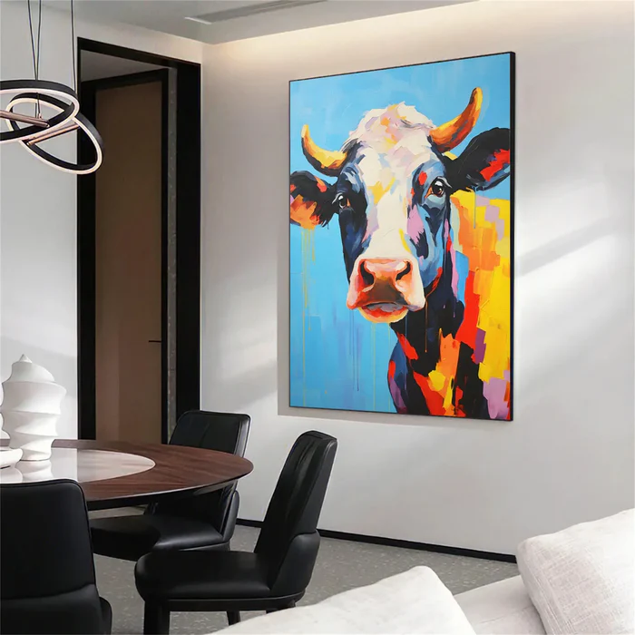 Radiant Meadow Cow Painting